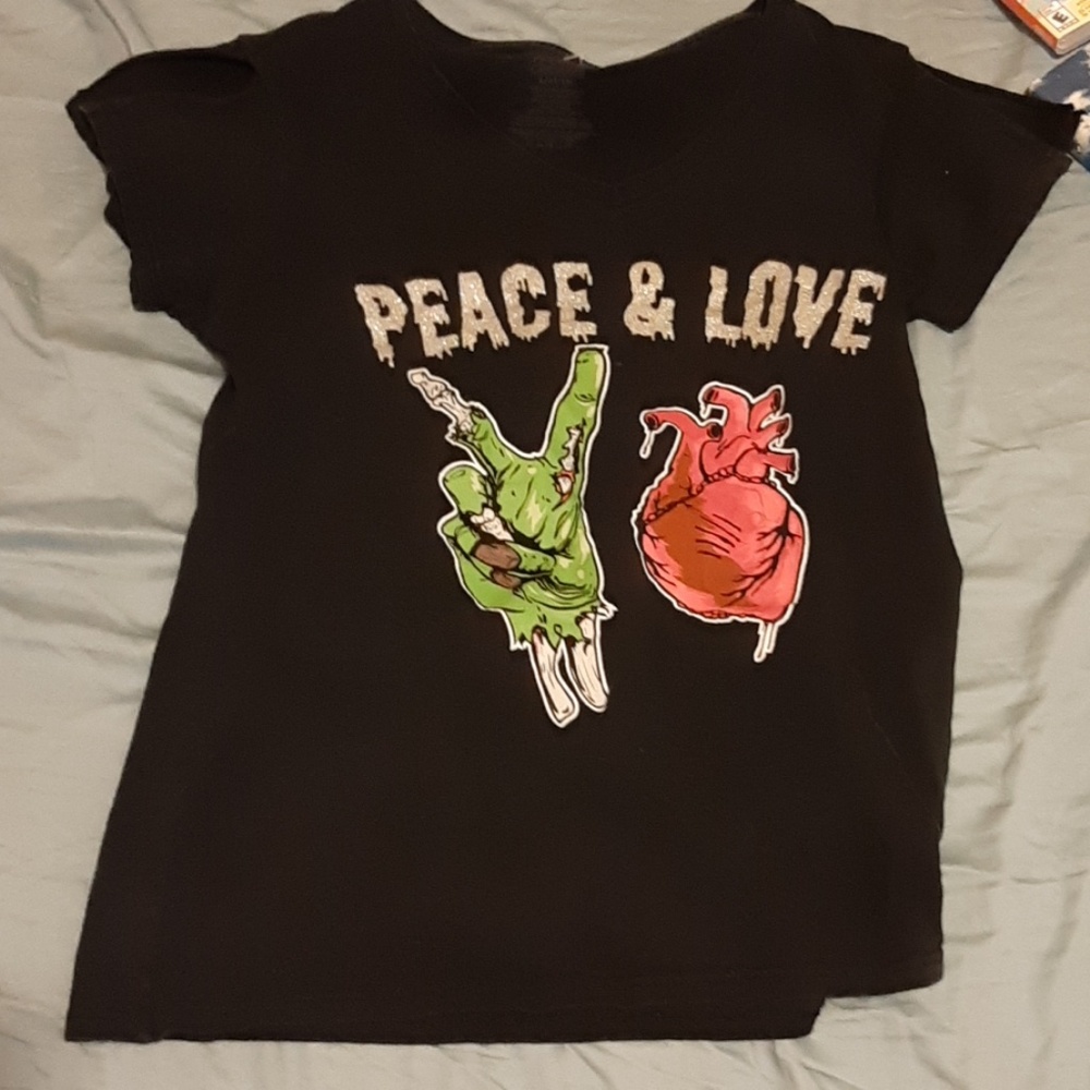 Peace and love zombie shirt